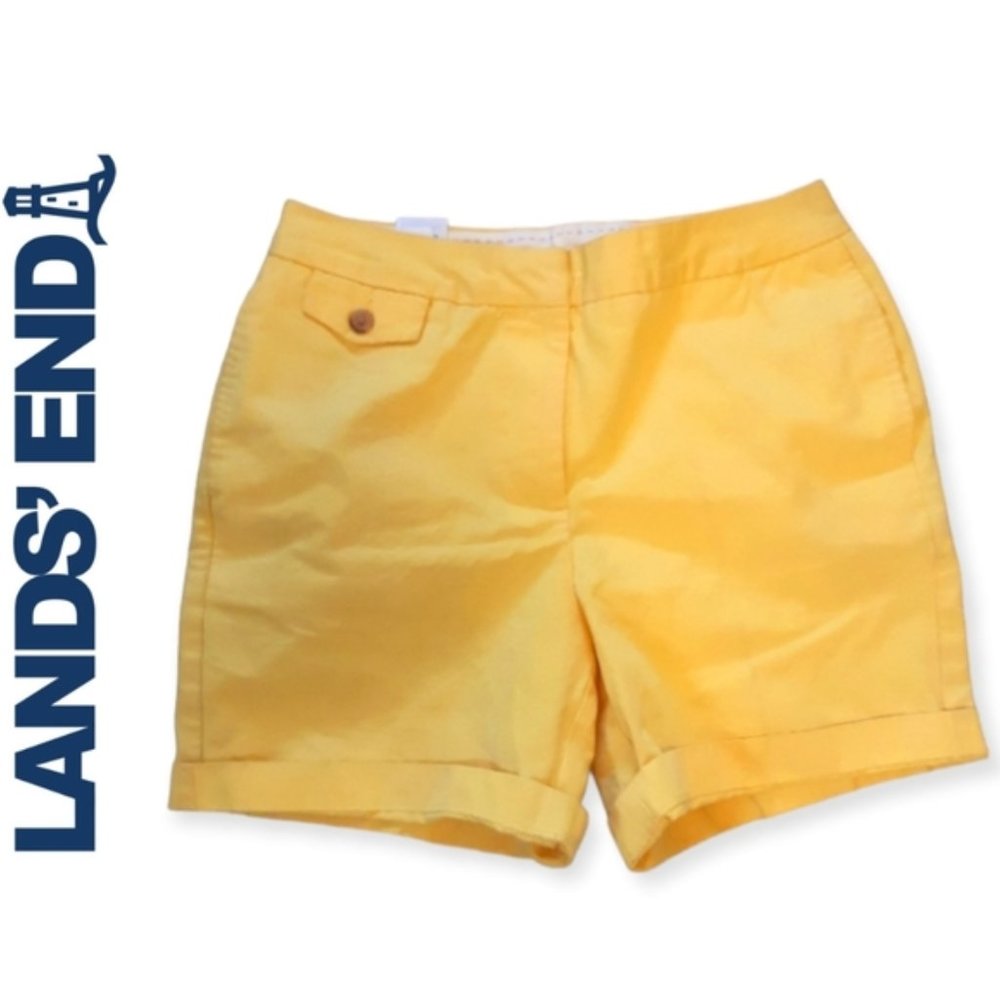 **SOLD** Lands End sunny yellow 100% cotton zip fly shorts womens 4 - Picture 9 of 9
